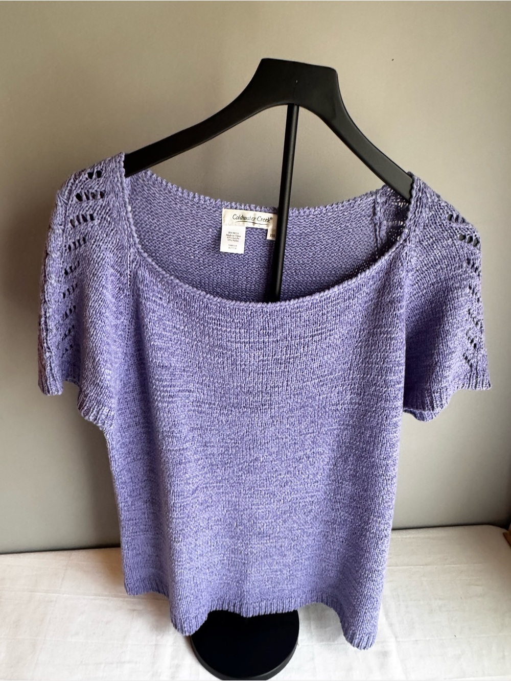 Coldwater Creek Lavender Scoop-Neck Short Sleeve Knit Sweater